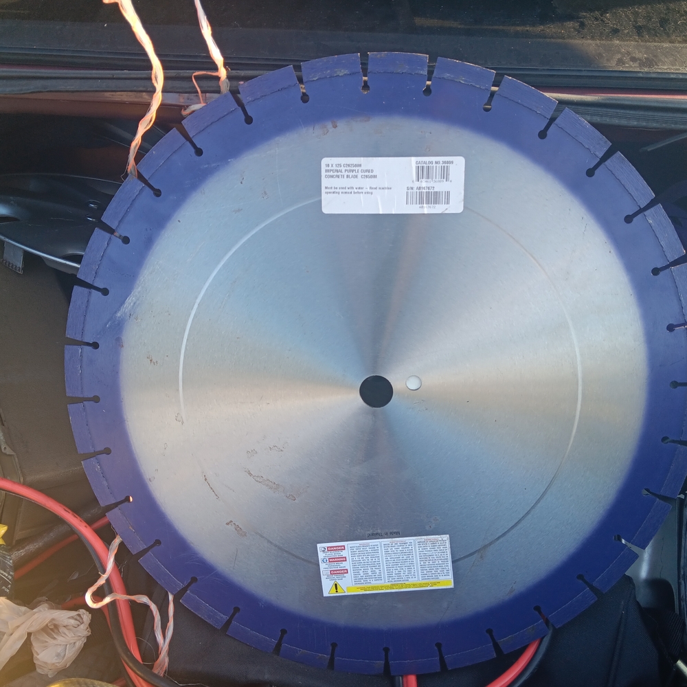 Large Circular Saw Blade with Blue Edge